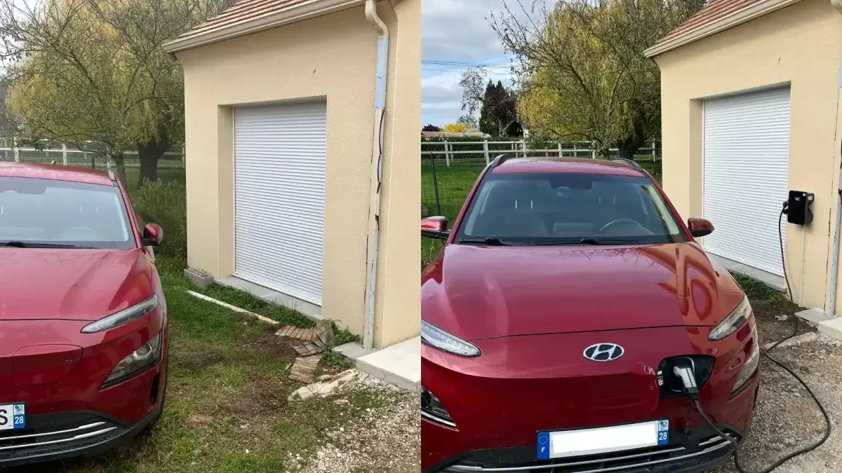 Borne IRVE 7,4 kW Beauvais — installation murale dans garage individuel ELC Borne IRVE 7,4 kW Beauvais — installation murale dans garage individuel ELC